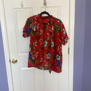 NWOT red Hawaiian button up